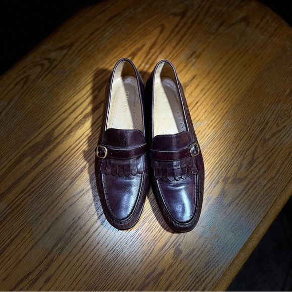 GH Bass & CO Brown/Burgundy Loafers Tassel Buckle Strap 10M All Leather - Picture 2 of 11